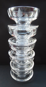 STUART CRYSTAL Woodchester FIVE Matching Sundae Dishes or Bowls. Excellent Condition with Shorter Stem and Flared Foot Section
