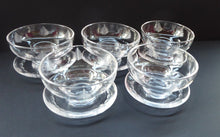 Load image into Gallery viewer, STUART CRYSTAL Woodchester FIVE Matching Sundae Dishes or Bowls. Excellent Condition with Shorter Stem and Flared Foot Section
