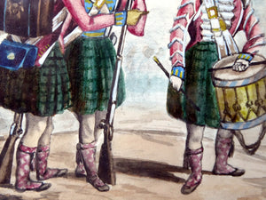 Scottish School. Antique 1830s Watercolour Highland Regiment / Black Watch. Military History Interest