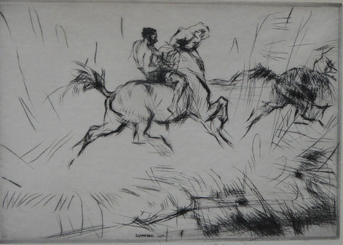 Edmund Blampied Splashing Through the Surf 1923 Drypoint Etching