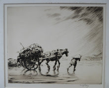 Load image into Gallery viewer, George Soper 1920s Original Pencil Signed Etching Carting Seaweed
