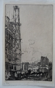 ES Lumsden Paris in Construction Etching Drypoint 1907