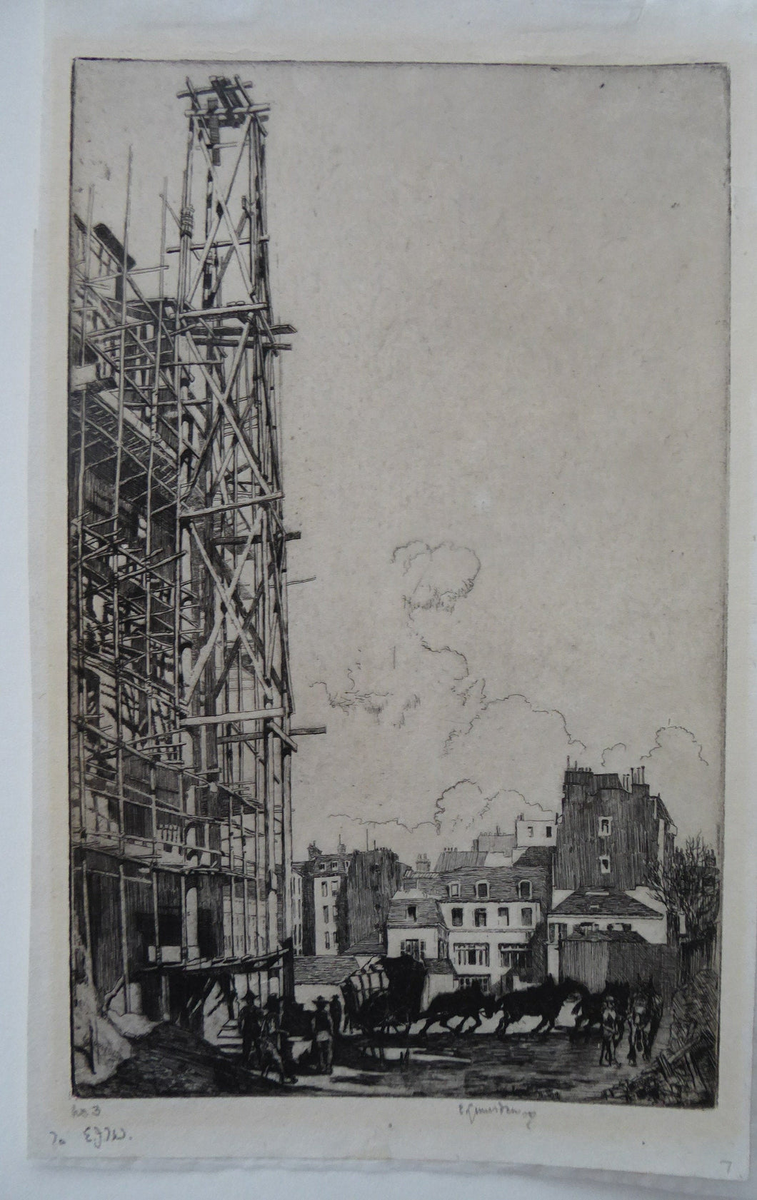 ES Lumsden Paris in Construction Etching Drypoint 1907