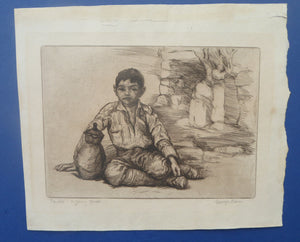 SCOTTISH ART. 1920s Original Etching by George BAIN (1881 - 1968). Rare Document of his Balkan Tours. Pencil Signed