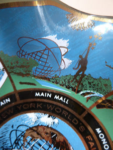 1964 NEW YORK World Fair Commemorative Glass Plate with Images from the Exhibition. 7 Inches