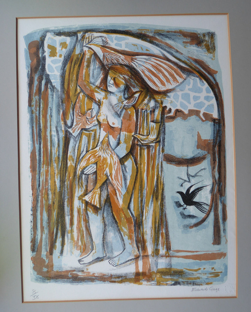 Edward Gage Colour Lithograph Queen of Birds 1950s