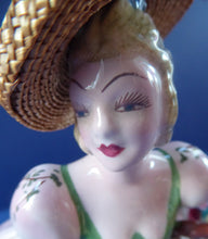 Load image into Gallery viewer, Vintage 1940s Italian Porcelain Figurine of a Lady Carrying a Basket of Flowers. Possibly Capodimonte
