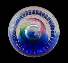 Load image into Gallery viewer, Fine SCOTTISH PAPERWEIGHT. Planetarium Limited Edition by Caithness Glass with Bubble Inclusion and Faceted Window Panel
