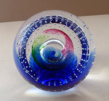 Load image into Gallery viewer, Fine SCOTTISH PAPERWEIGHT. Planetarium Limited Edition by Caithness Glass with Bubble Inclusion and Faceted Window Panel
