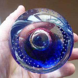 Fine SCOTTISH PAPERWEIGHT. Planetarium Limited Edition by Caithness Glass with Bubble Inclusion and Faceted Window Panel