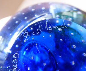 Fine SCOTTISH PAPERWEIGHT. Planetarium Limited Edition by Caithness Glass with Bubble Inclusion and Faceted Window Panel