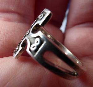 Ola Gorie Silver Burrian Cross Ring 1960s Size O