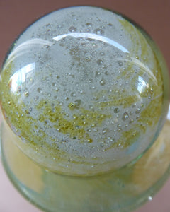Vintage MDINA Maltese Glass Sand & Sea Slim Bottle Vase with Large Ball Glass Stopper. Signed 