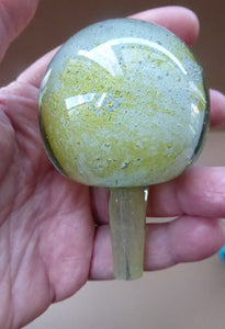 Vintage MDINA Maltese Glass Sand & Sea Slim Bottle Vase with Large Ball Glass Stopper. Signed 