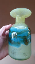 Load image into Gallery viewer, Vintage MDINA Maltese Glass Sand &amp; Sea Slim Bottle Vase with Large Ball Glass Stopper. Signed
