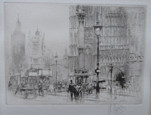 Walcot Westminster Abbey Parliament Square Etching Signed