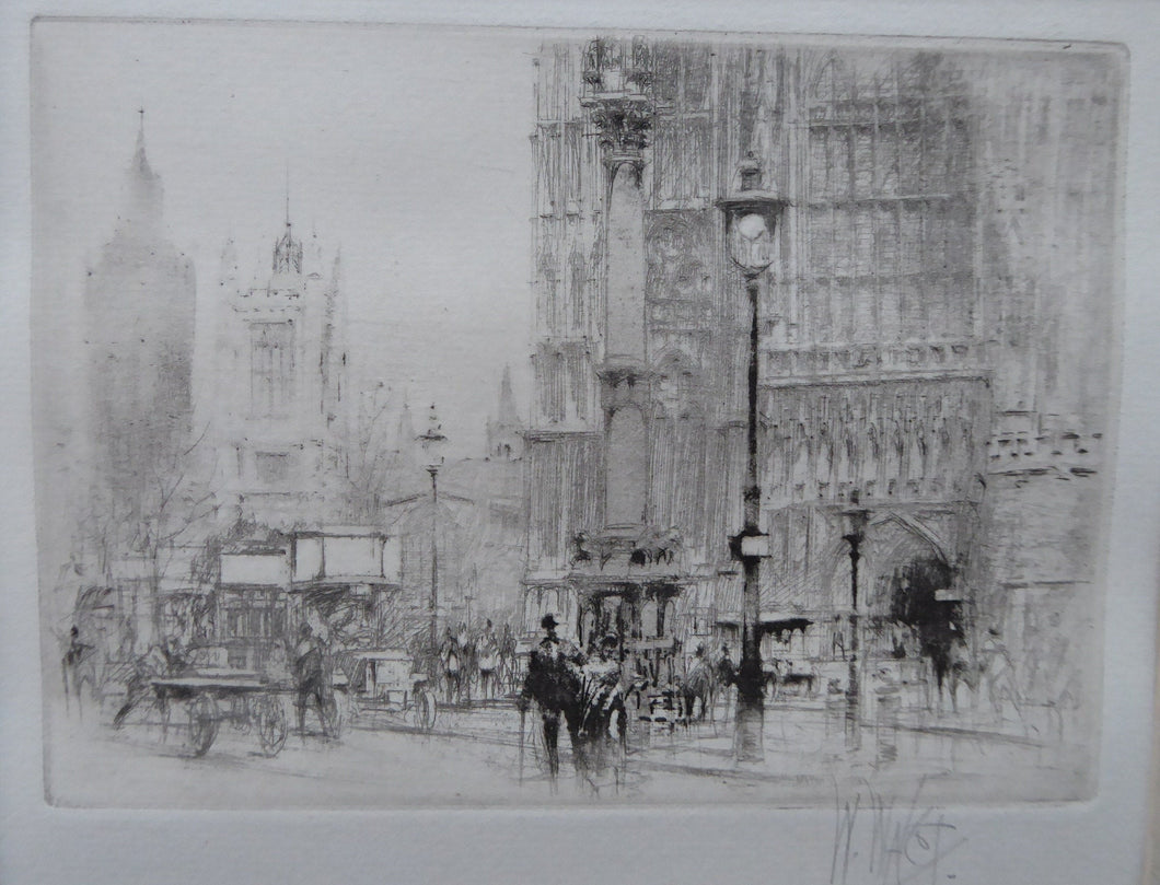 Walcot Westminster Abbey Parliament Square Etching Signed