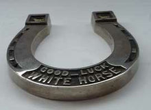 Load image into Gallery viewer, 1930s WHISKY ADVERTSING Collectable in the Form of a Horseshoe. Vintage White Horse Whisky Souvenir
