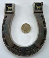 Load image into Gallery viewer, 1930s WHISKY ADVERTSING Collectable in the Form of a Horseshoe. Vintage White Horse Whisky Souvenir
