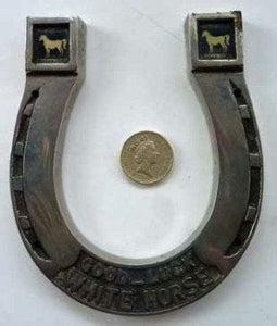 1930s WHISKY ADVERTSING Collectable in the Form of a Horseshoe. Vintage White Horse Whisky Souvenir