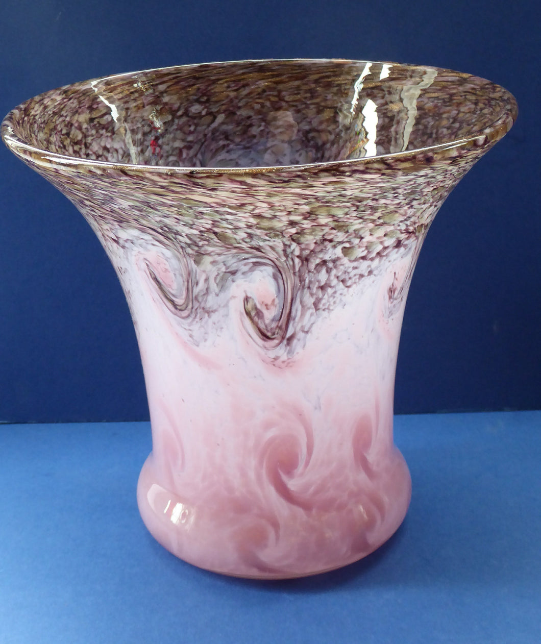 1930s Monart Glass Vase with Gold Aventurine Flakes
