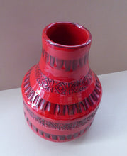 Load image into Gallery viewer, 1960s Red Abstract Vase. Fabulous Shape and Colour, with Incised Decoration
