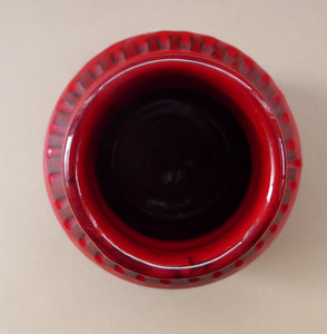 1960s Red Abstract Vase. Fabulous Shape and Colour, with Incised Decoration