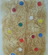Load image into Gallery viewer, DOLF RIESER (1898 - 1983). South African Artist. Colour Etching. Abstract Composition with Coloured Spots. Artist&#39;s Proof SIGNED
