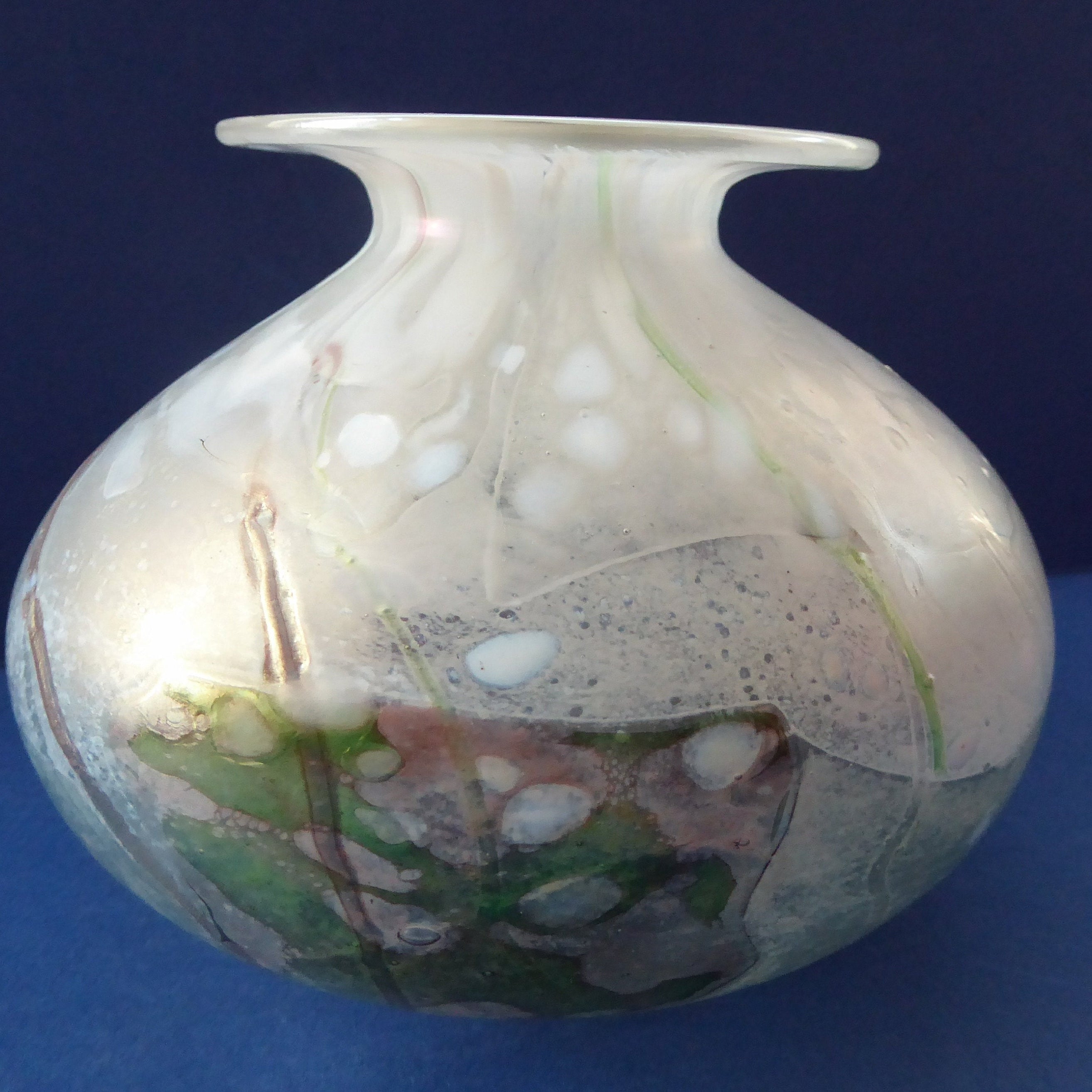MICHAEL HARRIS Vase for Isle of Wight Glass. White with Green and