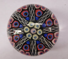 Load image into Gallery viewer, Scottish Glass. Strathearn Millefiori Canes and Latticino Eight Spoke Paperweight
