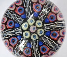 Load image into Gallery viewer, Scottish Glass. Strathearn Millefiori Canes and Latticino Eight Spoke Paperweight

