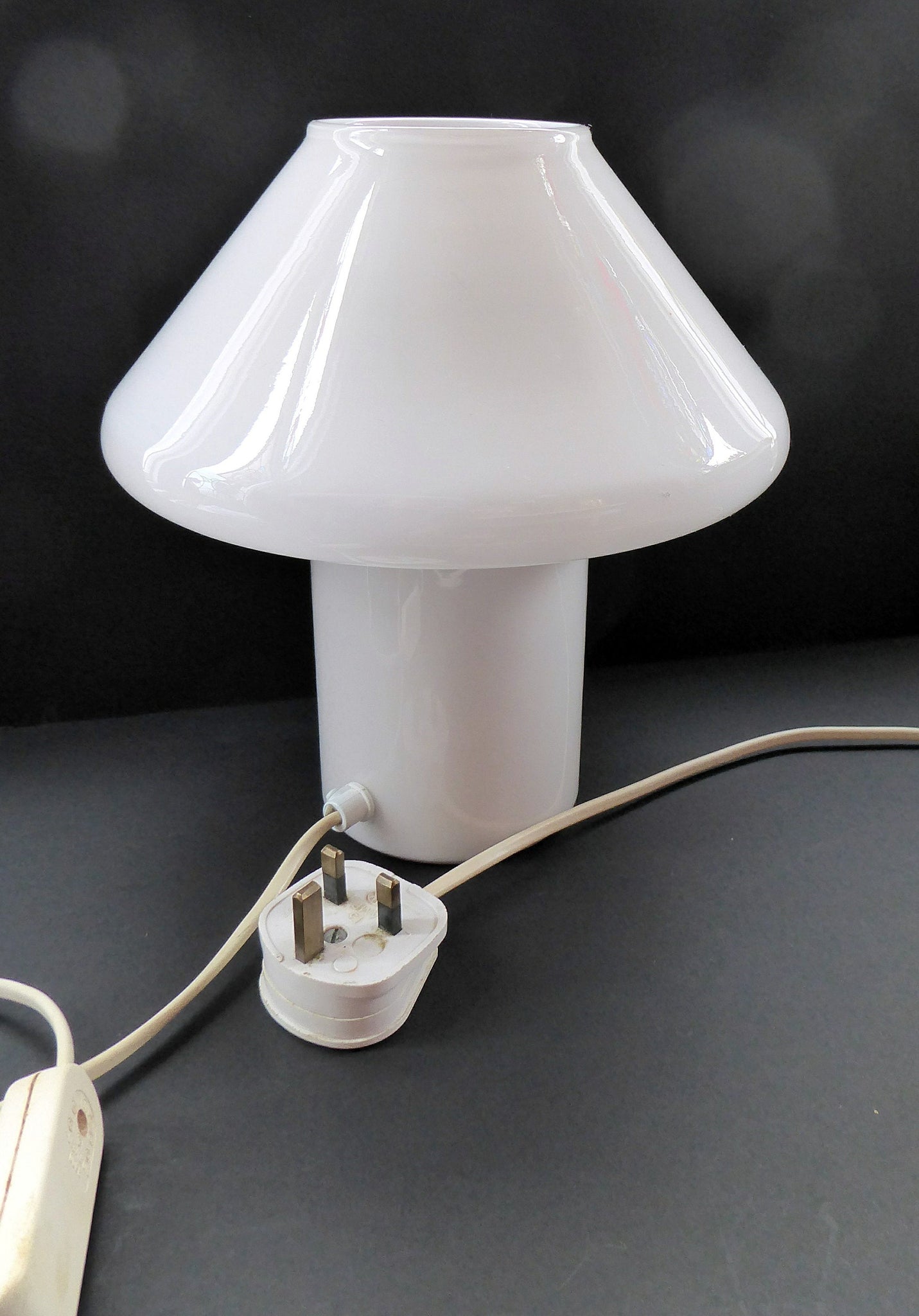 Glass Mushroom Table Lamp, White