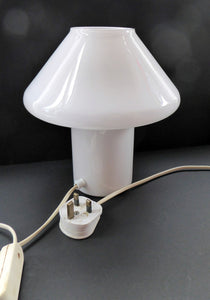 Vintage 1970s HALA ZEIST White Glass Mushroom Desk or Table Lamp