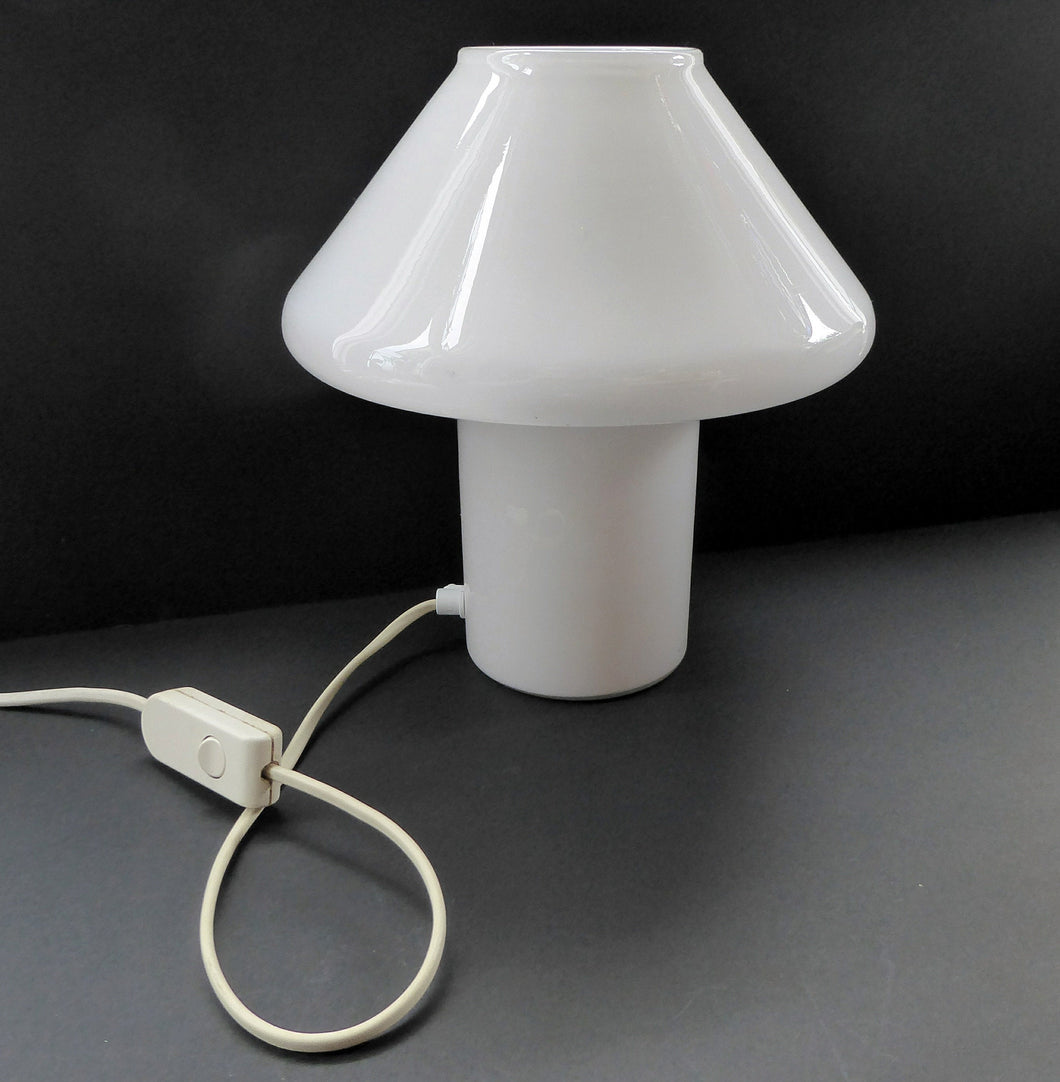 Vintage 1970s HALA ZEIST White Glass Mushroom Desk or Table Lamp