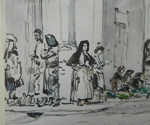 Muirhead Bone Spanish Drawing The Marketplace at Oviedo