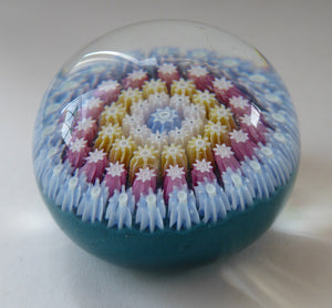 Vintage Scottish PERTHSHIRE Miniature Paperweight. Carpet of Millefiori with Central P Cane