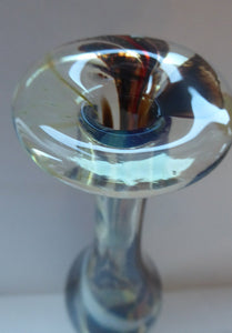 1970s MDINA Glass Attenuated Bottle Vase. Attributed to Michael Harris. Very Elegnant Tall Bottle Shape. 14 inches