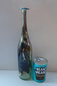1970s MDINA Glass Attenuated Bottle Vase. Attributed to Michael Harris. Very Elegnant Tall Bottle Shape. 14 inches