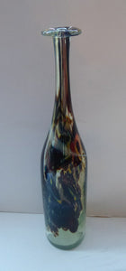 1970s MDINA Glass Attenuated Bottle Vase. Attributed to Michael Harris. Very Elegnant Tall Bottle Shape. 14 inches