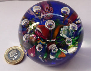 SELKIRK GLASS 1980s Scottish HARLEQUIN Paperweight