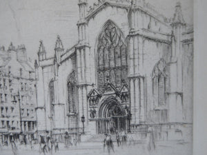 William Walcot St Giles Cathedral Edinburgh Etching Signed