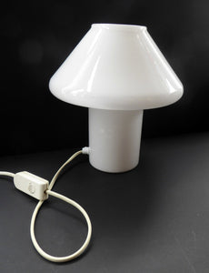 Vintage 1970s HALA ZEIST White Glass Mushroom Desk or Table Lamp
