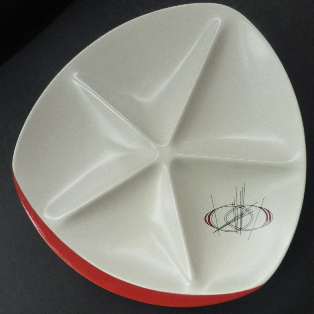 1950s ATOMIC Carlton Ware Orbit Pattern Large Serving Platter. Very Rare Dish with five compartments