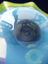 Load image into Gallery viewer, SIX Antique JOHN WALSH Vaseline Glass Side or Fruit Plates - with Pale Blue Vaseline Centres and Frilled Edge with Trails.
