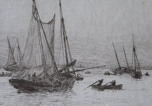 Load image into Gallery viewer, ORIGINAL ETCHING: William Lionel Wyllie (1851 – 1931) Cancale; c 1920. Pencil Signed

