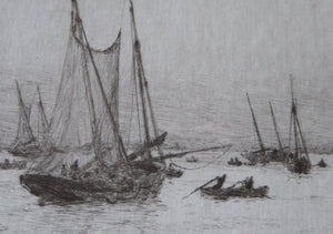 ORIGINAL ETCHING: William Lionel Wyllie (1851 – 1931) Cancale; c 1920. Pencil Signed