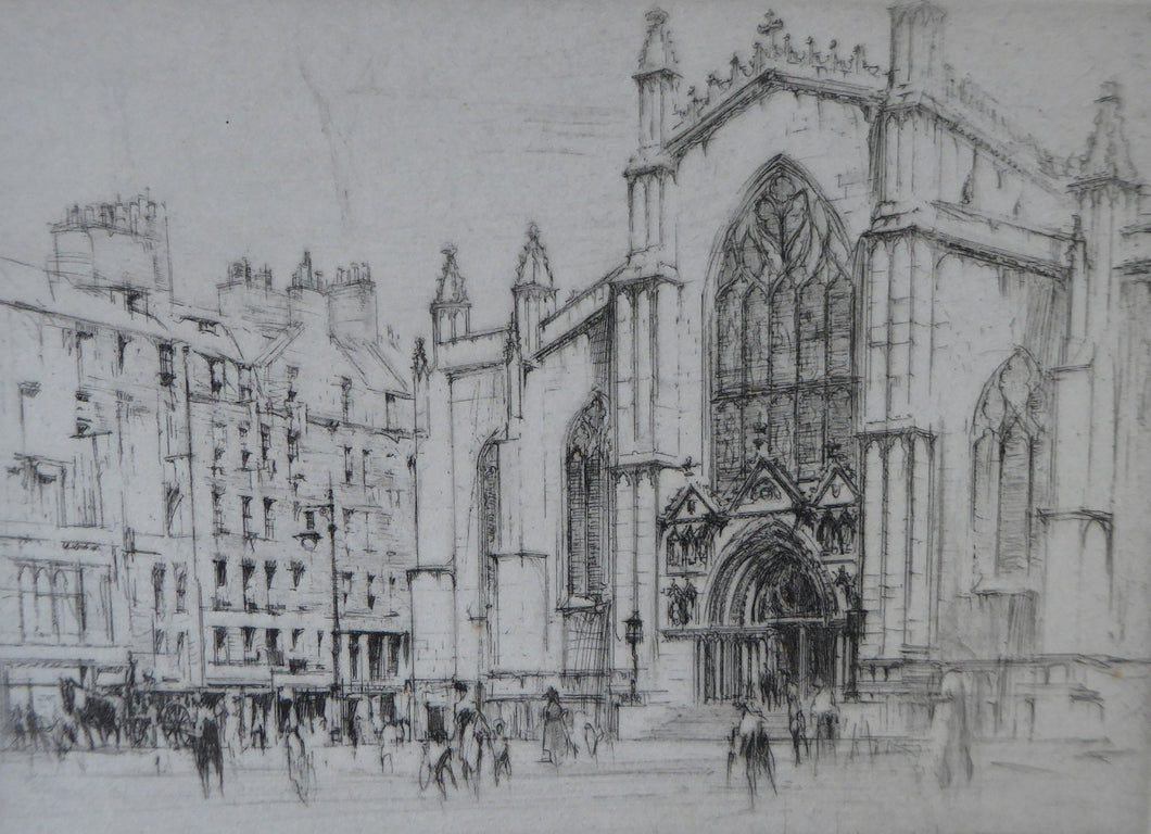 William Walcot St Giles Cathedral Edinburgh Etching Signed