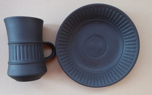 Vintage DANISH JH Quistgaard Stoneware Flamestone Coffee Cup and Saucer, 1950s