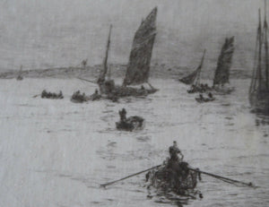 ORIGINAL ETCHING: William Lionel Wyllie (1851 – 1931) Cancale; c 1920. Pencil Signed