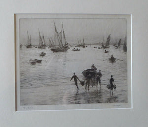 ORIGINAL ETCHING: William Lionel Wyllie (1851 – 1931) Cancale; c 1920. Pencil Signed